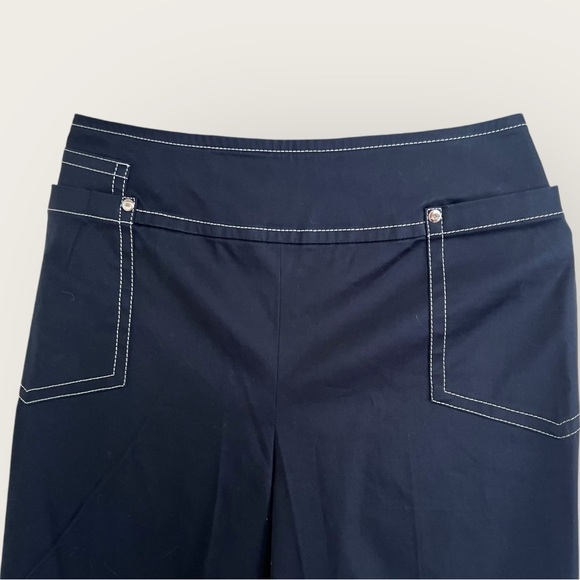 Escada Navy Blue High Rise Tuxedo Flare Dress Pants Stretch Sz 40 - Picture 8 of 10